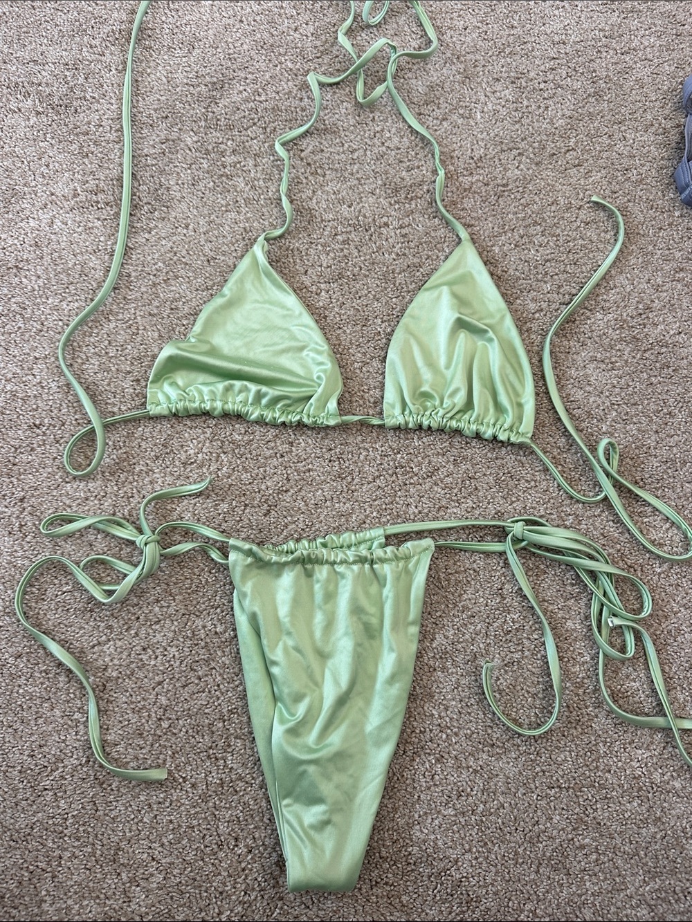 Frankie’s Bikinis set x Naomi Osaka satin green honeydew